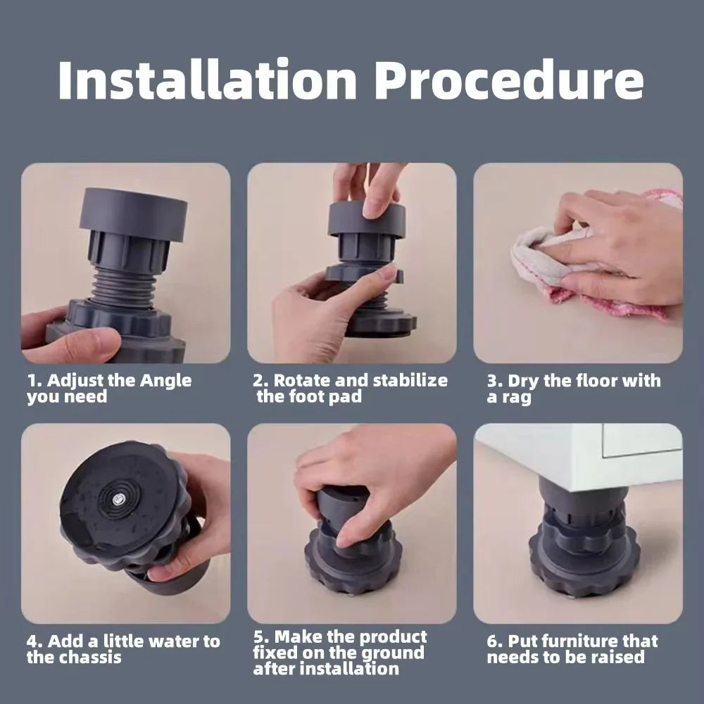 Washing Machine Vibration Pads, Floor Trays, Refrigerator Stand (4 Pcs Set)